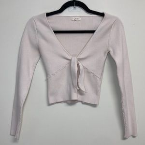 L.A. Hearts Long Sleeve Top Tie Front Ribbed Size Small